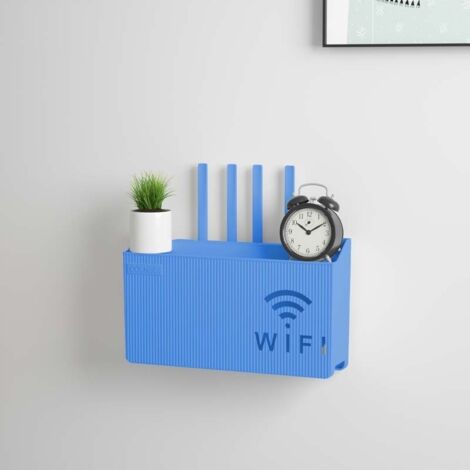 Blaues WLAN-Router-Switch-Wandregal