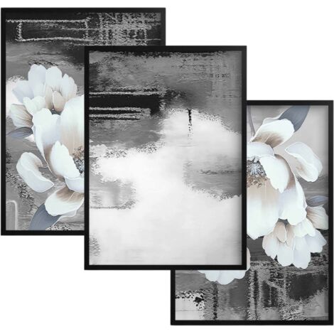 Poster Set Wandset Wandbilder Weiße Blumen für das Wohnzimmer