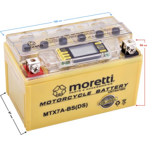 Moretti AGM (I-Gel) MTX7A-BS Batterie mit Anzeige (1/4)