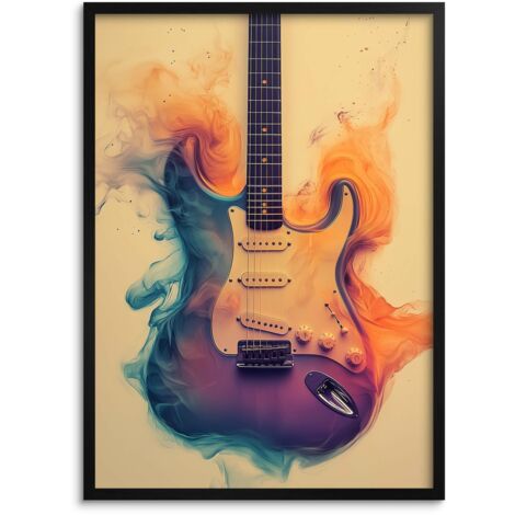Wandposter mit Rahmen Modernes Wandbild Musik Gitarre 50x70