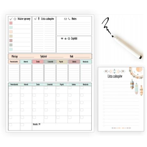 XXL-Planer Magnetische Trockenlöschtafel für den Kühlschrank + Marker Kalender