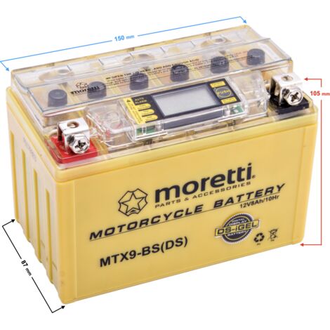 Moretti AGM (I-Gel) MTX9-BS Batterie mit Anzeige (1/4)