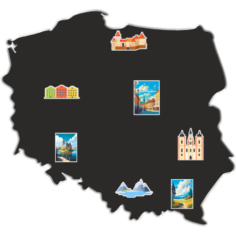 Magnetische selbstklebende Tafelkarte von Polen mit Reisemagneten 48x52