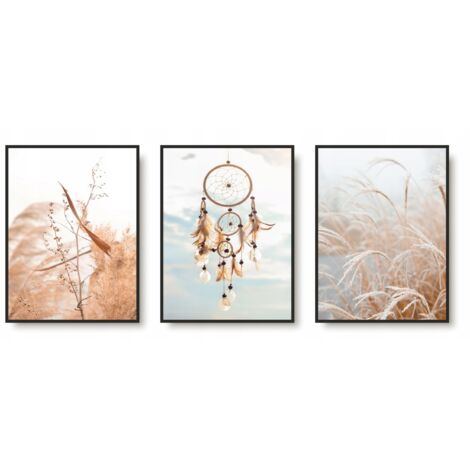 Set Wandposter mit Rahmen. Wandbilder für das Schlafzimmer im Boho-Stil.