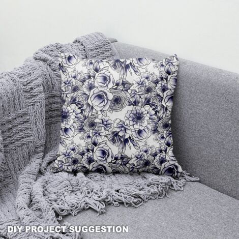 Royal Samt Stoff Polyester Zum Nähen - Motiv Skizzierte Blumen (1/4)