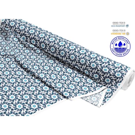 OUTDOOR DEKOSTOFFE OXFORD - Motiv blaue blumen abstraktion I DR212