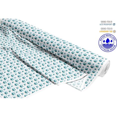 OUTDOOR DEKOSTOFFE OXFORD - Motiv blaue Eulen und Punkte I DR091