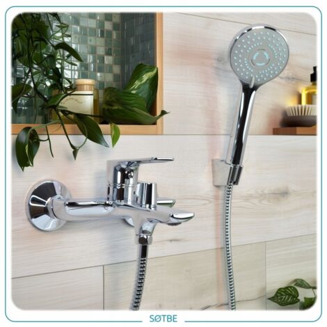 Wandmontage Wasserfall-Wannenarmatur – Einhebel, Mit Handbrause, Verchromt, Aus Messing