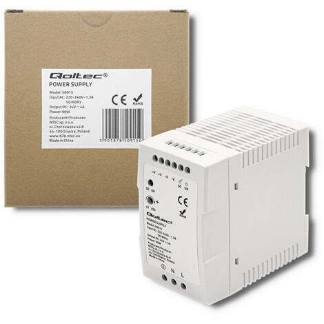 Qoltec Hutschienen-Netzteil 96W 24V 4A Weiß Schlank (1/5)