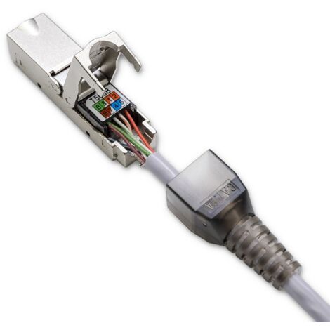 Qoltec Werkzeugloser RJ45-Stecker STP  CAT6A  Klinkenstecker  T568B  T568A