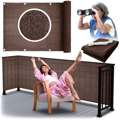 Balkonabdeckung 105x450cm – Sichtschutz Mit Ösen Und Kordel Für Balkon, Terrasse & Gartenzaun | Wind- Und UV-Schutz, Taupe