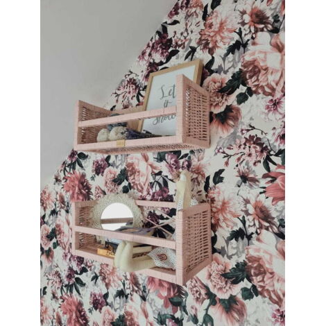 Rechteckiger Wandschrank aus Korbgeflecht, rosa (1 Stk.)