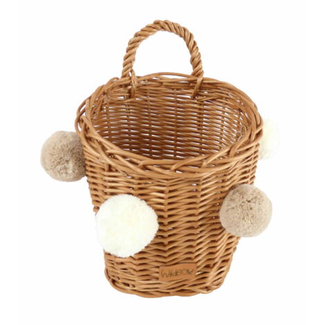Natürlicher Wandkorb mit Pompons (1/5)