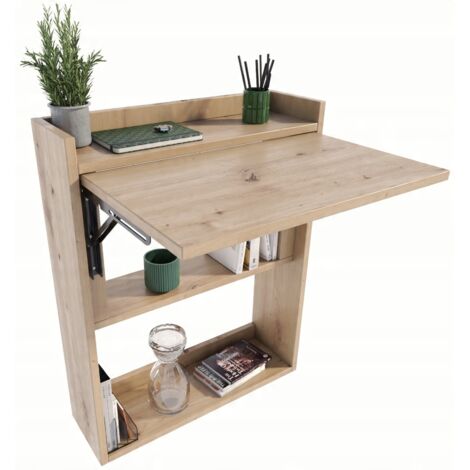 Artisan Eichen-Klappschreibtisch, Wandschreibtisch für Büro, Studio, Wohnzimmer, MK