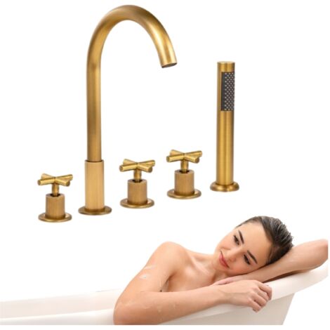VERANNI 5-LOCH BADEWANNENWASSERHAHN S-1104V ALTGOLD
