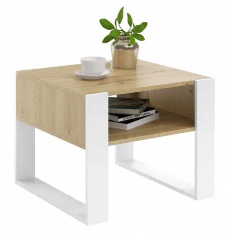 Kaja quadratischer Couchtisch 60x60 weiß/Artisan Eiche für Wohnzimmer MK Couchtisch (1/2)