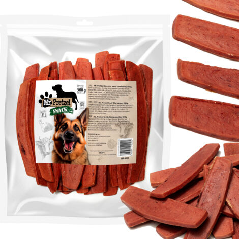 Delikatesse, Snack für Hunde Große Rindfleischstreifen Mr. Pretzel 500g