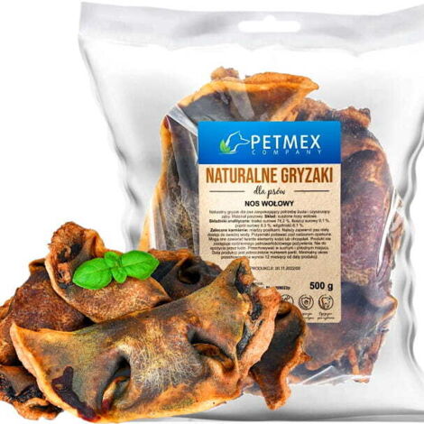 Leckerbissen, natürlicher Kausnack für Hunde, Rindernasen, Petmex 500g (1/3)