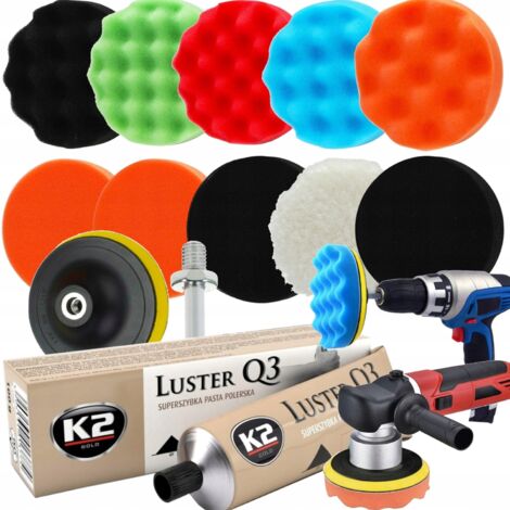 XXL SET 12 Stück SCHWAMMPADS + K2 POLIERPASTE ZUM POLIEREN VON LACK