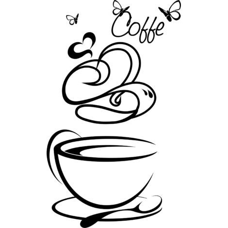 KÜCHENAUFKLEBER Aufkleber Kaffeetassen Herzen 100 x 50 cm G250 (1/2)