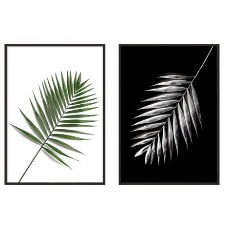 BILDPOSTER IM RAHMEN 33x43cm Diptychon 2er-Set Gemälde Palmblätter P979 (1/3)