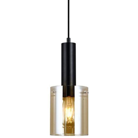 Italux Sardo - Modern Hanging Pendant Black 1 Light mit Bernsteinfarbton, E27 (1/3)