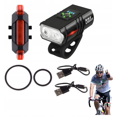 LED ALU FAHRRADLICHT VORNE HINTEN 6 MODI LANGLEBIG LEISTUNGSSTARK USB
