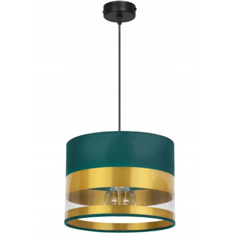 ELEGANTE DECKEN-HÄNGELAMPE GOLDENER LAMPENSCHIRM LED