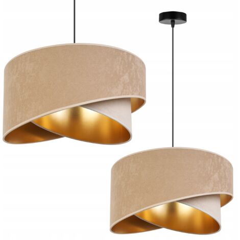Hängelampe Deckenleuchter Goldener Samt Lampenschirm