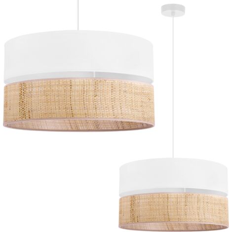 RATTAN DUO HÄNGELAMPE WEISS RATTAN LAMPENSCHIRM WEISS