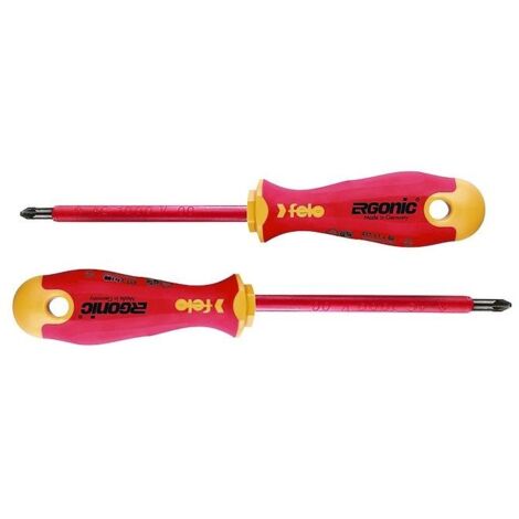 Satz mit zwei FELO Ergonic VDE-Schraubendrehern plus/minus Z1/Z2 (1/4)