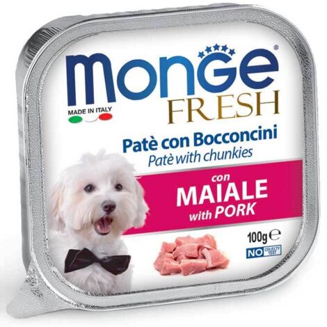 Monge Dog Frische Pastete und Schweinefleischstücke 100g