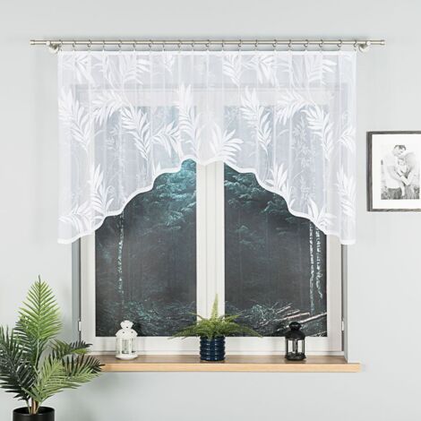 KAJA - Fertiggardine aus Jacquard mit Schnitt unten - 250x100 cm - weiß