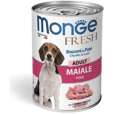 Monge Dog Frische Pastete und Schweinefleischstücke 400g