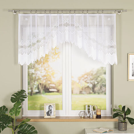 MODESTA - Fertiggardine aus Jacquard mit Schnitt unten - 250x80 cm - weiß