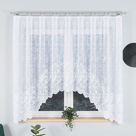 KINGA - Fertiggardine aus Jacquard mit Schnitt unten - 300x160 cm - weiß