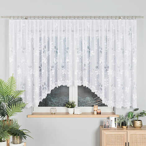RENATA - Fertiggardine aus Jacquard mit Schnitt unten - 500x150 cm - weiß