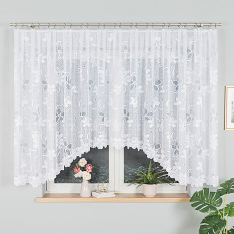 RENATA - Fertiggardine aus Jacquard mit Schnitt unten - 400x150 cm - weiß