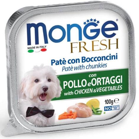 Monge Dog Frische Pastete und Hühnchen- und Gemüsestücke 100g
