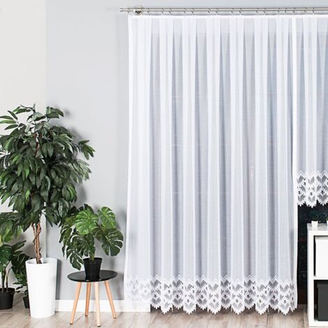 FELICJA - Fertiggardine aus Jacquard mit geradem Saum - 300x250 cm - weiß