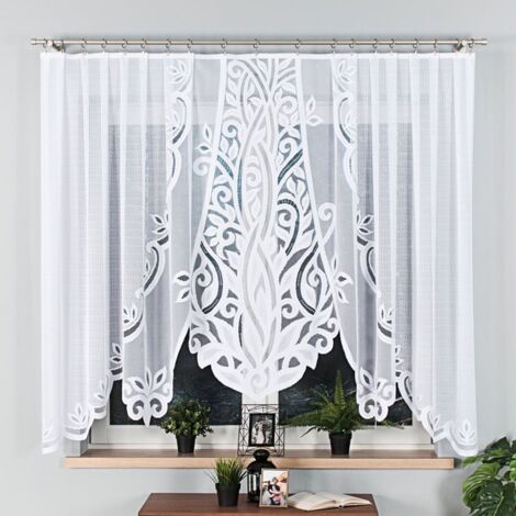 POLA - Fertiggardine aus Jacquard mit Schnitt unten - 300x160 cm - weiß