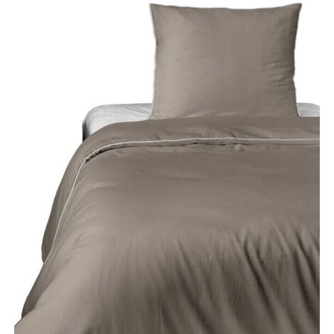 Bettwäsche-Set aus reiner Baumwolle Makosatin 140x200 C. Beige Taupe Premium