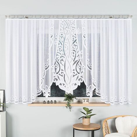 POLA - Fertiggardine aus Jacquard mit Schnitt unten - 500x160 cm - weiß