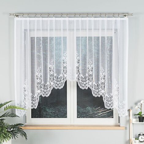 BERENIKA - Fertiger Jacquardvorhang mit Schnitt unten - 300x140 cm - weiß (1/5)