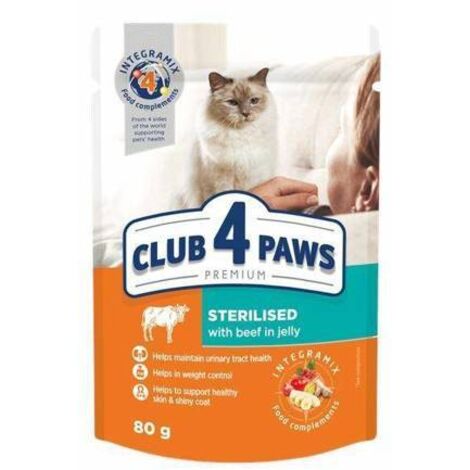 CLUB 4 PAWS PREMIUM ADULT CAT Sterilised mit Rindfleisch - 80g Beutel