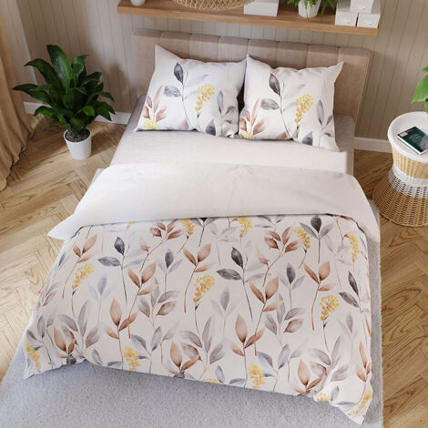 ZARIA Bettwäsche 160x200 cm - Satin Baumwolle, zartes Blumenmuster