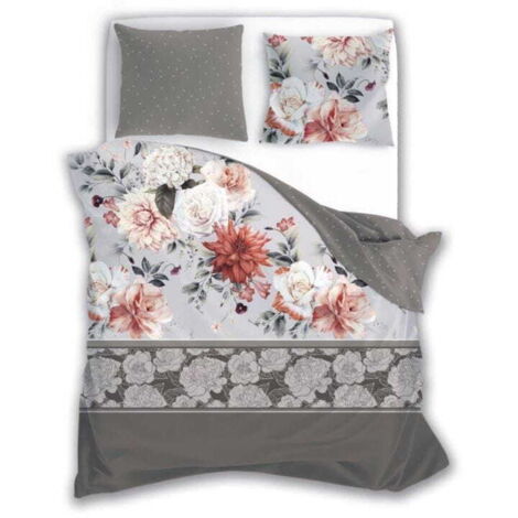 Satin Bettwäsche 160x200 Reiner Satin Bunte Blumen (1/5)