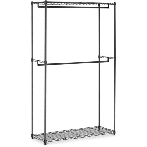Drahtkleiderständer für Kleiderschrank, 2 Böden, 2 Kleiderbügel, 120 x 45 x 180 cm, bis 200 kg (1/5)