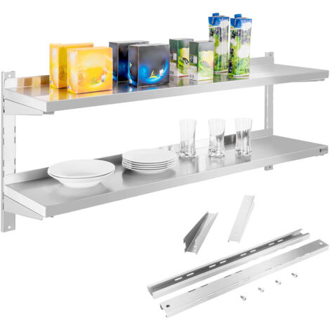 Doppeltes Wandregal aus Stahl, verstellbar, 140cm