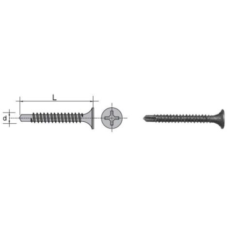 Phosphatierte selbstbohrende Schraube mit Linsenkopf 3,535mm - FTWS 3,935